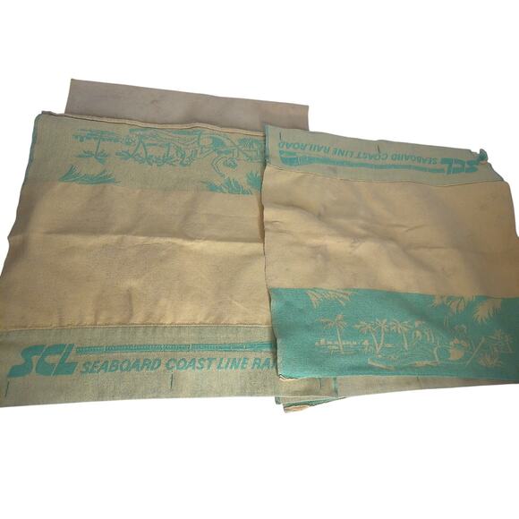 Vintage Seaboard Coastal Railroad Reversible Seatback Headrest Covers Set of 5 - Picture 9 of 9